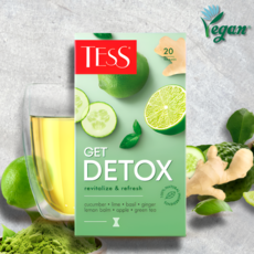 Tess зеленый чай Detox (огурец, лайм, базилик), 20 пакетиков по 1.5 г