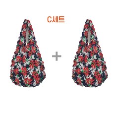 탐나는 쭈욱 늘어나는 요술 장바구니 에코백 꽃무늬 주름 휴대용 시장바구니, C세트, 2개, 혼합색상