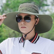 태양 보호 모자 남성 여름 어부 태양 모자 자외선 야외 여름 낚시 모자 남성, 아미 그린