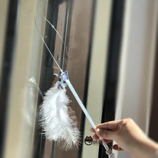 고양이용막대 셀럽 여신 고양이놀이봉 깃털 흐르는물 방울 변신 꼬마마선 고양이낚시대 고양이장닌감, T13-바이 피아 오 피아 오 깃털 고양이놀이봉 장대롱 20cm 스틸와이어, 기본