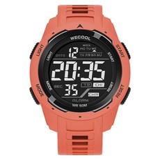 WECOOL 스포츠 디지털 방수 LED 백라이트 알람 시계 다기능 W 616 50M, RED, 1개