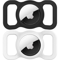 에어태그 개 칼라 홀더 2팩 SWINCHO 실리콘 GPS 트래커 케이스 분실방지 고양이 블랙화이트, Black&White, 2개