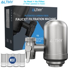 ALTHY 스테인리스 스틸 수도꼭지 정수 필터 정수기 시스템 NSF 인증 납 염소 및 나쁜 맛 감소 주방, 1) 1xHost and 4xFilter