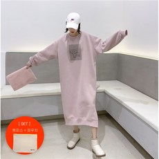 [joyce shop] 롱 원피스 기모 롱 원피스 빅사이즈 원피스 후드 원피스 캐쥬얼 오버핏 박시 루즈핏 기모 프릴 임산부 원피스 맨투맨 원피스