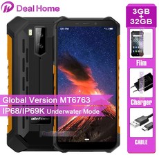 Ulefone Armor X5 IP68 견고한 스마트 폰 안드로이드 5.5 인치 9.0 3 기가 바이트 32 기가 바이트 5000mAh 휴대 전화 4G 듀얼 SIM NFC 휴대, 1개, ADD free gift, black