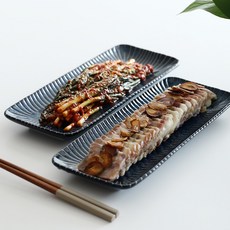 오반자이 다카네블루 긴사각접시 일본 그릇 식기 접시 빈티지접시 깔끔한접시 일식접시 생선접시