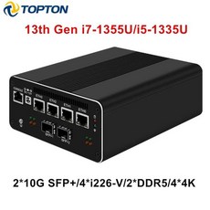 SFP 마이크로 방화벽 어플라이언스 미니 PC 인텔 코어 i7 1355U i5 4x I226-V 2.5G 1 x RJ45 COM 네트워크, i7-1355U 2SFP 4x2.5G, 01 No Ram No Storage, 한개옵션2