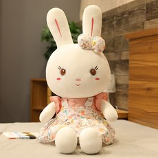 원직구 큐트 침대위 여자 공주 큐티 큰사이즈 라지 화이트 토끼 피규어 리틀래빗 봉제인형, 1. 3메터 （플패딩 충전 털 빠지지, 바칸디핑크