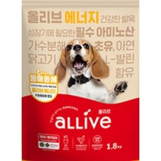 올리브 에너지 강아지사료 2kg + 콰삭콰삭 치킨&오트(펌킨&코코넛) 120g, 에너지 1.8+콰삭콰삭 치킨&오트