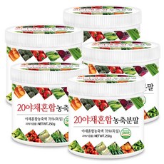 푸른들판 야채 믹스 분말 가루 파우더 순수 20종 베지터블 채소 혼합 파스닙 당근 샐러리 리크 완두콩 퓨레 해썹 인증, 250g, 5개