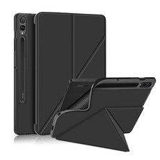 갤럭시탭 S9 케이스 펜수납 세로커치 뉴폴리오 스마트커버 SM-X710, 블랙