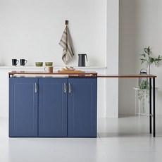 블랑누보 렌느 1200 바테이블 아일랜드 수납장 확장형 홈바 식탁 주방 보조 테이블 간이 조리대, 딥블루(LPM홈바1200)