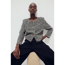 H&M 쇼트 재킷 블랙/솔트 앤 페퍼 1262045003