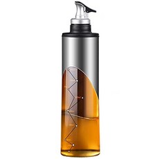 650ml 올리브 오일 디스펜서 병 스파우트 올리브 오일 및 식초 병 투명 유리 오일 병 및 주방 건강 조미료 병용 오일 측정 디스펜서 병 (절묘한 색상 상 (Silver), Silver