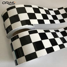 스쿠터 화이트 10cm 체크 접착제 플래그 x 자동차 500cm 호일 레이싱 공기 스티커 자동차 광택 무늬 오토바이 필름 블랙 릴리스 랩 비닐, 2) 10cm x 150cm Gloss, 1개