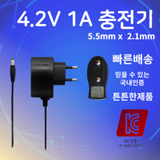 4.2V 1A 충전기 5.5mm X 2.1mm 전원입력장치 어댑터, 1개 - 마레스컴퓨터충전기