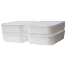 가규 라운드 리빙박스 M-HALF, 4p, 화이트