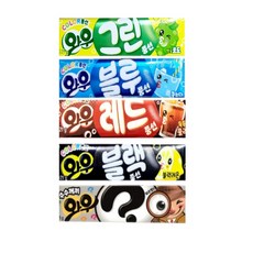 오리온제과 와우 5종 ( 콜라 1개 + 소다 1개 + 포도 1개 + 블랙레몬 1개 + 레인보우 1개 ) 합 5개, 1세트, 21g