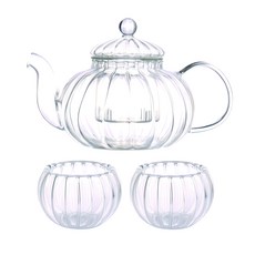 TEAUS Coving 玻璃南瓜茶壺 600ml TP-80 + 雙層玻璃 40ml 2p, 單色