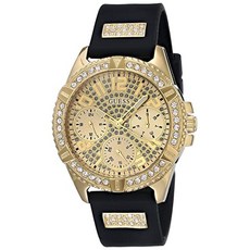 [미국] 962206 GUESS Gold-Tone Stainless Steel Crystal Encrusted Dial with Black Stain Resistant Silico