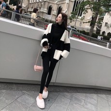 블랙 화이트 밍크 모모 가디건