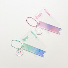 (관부가세포함) 키홀더 Korea genuine TRF gradient key ring charm key chain smiley bunny transparent decorative pendant KE-TB625833122821, 청록색one size