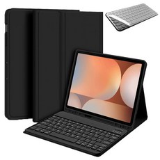 갤럭시탭S10 플러스 12.4인치 블루투스 무선 키보드 케이스 북커버 S펜슬 수납 S10+ 케이스나라 삼성 갤탭 SM-X820N X826N, 블랙, 1개 블랙, 1개