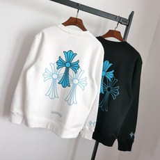 크롬하츠 가을과 겨울 새로운 클래식 패션 트렌드 플러스 벨벳 산스크리트어 프린트 라운드 넥 스웨터 남성과 여성 같은 스타일 J046