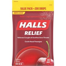 Halls 호올스 무설탕 기침캔디 사탕 체리맛 200알, 1개