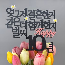 스프링데일 결혼 기념일 10주년 여행 케이크 커플 부부 토퍼, 1개 1개