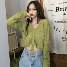 그물니트 여성 그물 망사 레이어드 니트티셔츠 H5518