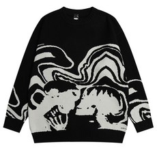 스웨터 해골 특대 긴 소매 탑 고딕 y2k streetwear 겨울 풀오버 빈티지 니트