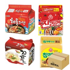 [위드박스] 봉지라면 멀티팩 4종(진라면매운5P+참깨라면4P+해물라면5P+꼬꼬면5P), 4팩