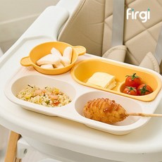 안심 아기 에코젠 디바이더 식판 (+국그릇 & 실리콘 흡착판 세트), 버터옐로우