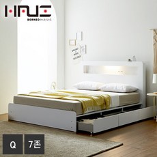 보루네오하우스 프라임 루디 LED 서랍 Q 침대+7존독립 DM6203, 메이플/퀸