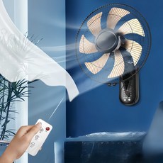 Mochae 벽걸이 선풍기 리모컨 벽걸이형 선풍기 가정 업소용 5엽날개 선풍기 대형 3단 조절 저소음 타이밍 대풍량 회전 벽걸이선풍기, 16인치-7엽