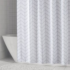 프리미엄 패브릭 방수 샤워 커튼 욕실 욕조 파티션 부스 칸막이, 01. 화이트, 180x180cm