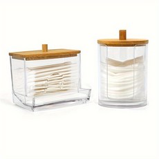 면봉 정리함 투명 1/2 거치대 라운드 메이크업 아크릴 패드 코튼 개 박스, 2pcs A, 2개
