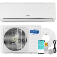ROVSUN 9000BTU 와이파이 지원 미니 분할 에어컨 히터 19 SEER 115V 에너지 절약 인버터 덕트리스 벽 AC 유닛 프리차지 콘덴서 히트 펌프 설치 키트