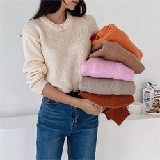 삐까삐까 알파카 크롭 라운드니트