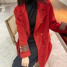 캐시미어 코트11# 추동 레드 양면 캐시미어 코트 여성 하프 기모 울 코트 뉴타임즈GXYZ