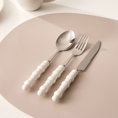 리빙안 라펠라 커트러리 디너세트, 스푼+포크+나이프, 화이트, 1세트