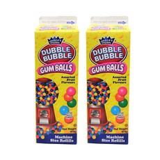 Dubble Bubble 자판기용 0.6인치 껌볼 혼합 과일맛 0.56kg 2팩 Gumball Refill, 2개, 560g