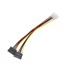SATA 전원 케이블 컨버터 Molex 4Pin to Serial ATA 15pin x 2 스플리터 ma to fe, 검은색, 1개