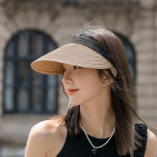 자외선차단 썬캡 밀짚 여성 챙넓은 썬바이저 모자 라탄 라피아 여름모자 Green9