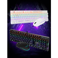 지클릭커 슈퍼히어로 GMK-510X 기계식 게이밍 유선 키보드마우스 세트, 블랙_청축
