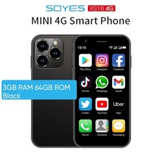SOYES XS16 미니 스마트폰 안드로이드 10 3.0 인치 4G 휴대폰 듀얼 SIM 대기 플레이 스토어 글로벌 버전 3GB RAM 64GB ROM 신제품, 3GB 64GB Black
