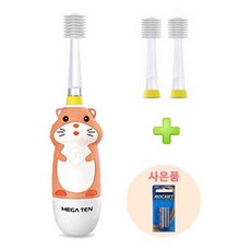 메가텐 칫솔 메가텐 비바텍 360도 LED 음파 진동칫솔 (Soft)헤드 본품1개+(Soft)리필2개+건전지AAA 음파전동 칫솔 햄스터