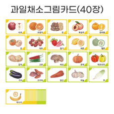 아이다보아 사물그림카드 낱말카드 한글카드 유아 첫카드, 과일채소세트(40장)