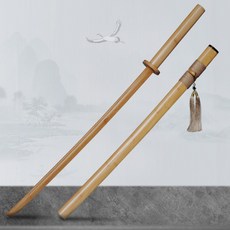 전죽 무술 검도 죽검 목검 사무라이 원목 훈련 칼 칼집 죽검 수련용 훈련용 100cm 칼, 원색 죽도+대나무집[전체길이104cm]
